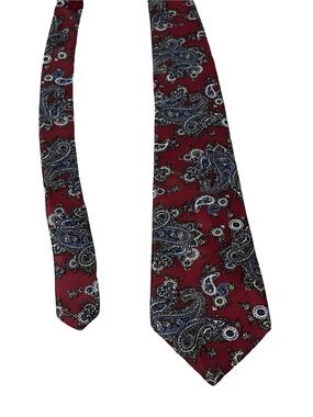 Christian Dior Tie - Burgundy  Paisley Silk Made in the USA tie -  blue burgundy